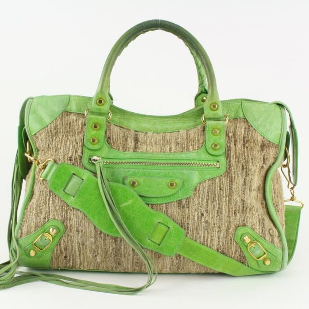 Balenciaga Green Classic City 2way Moto Bag 1130ba19